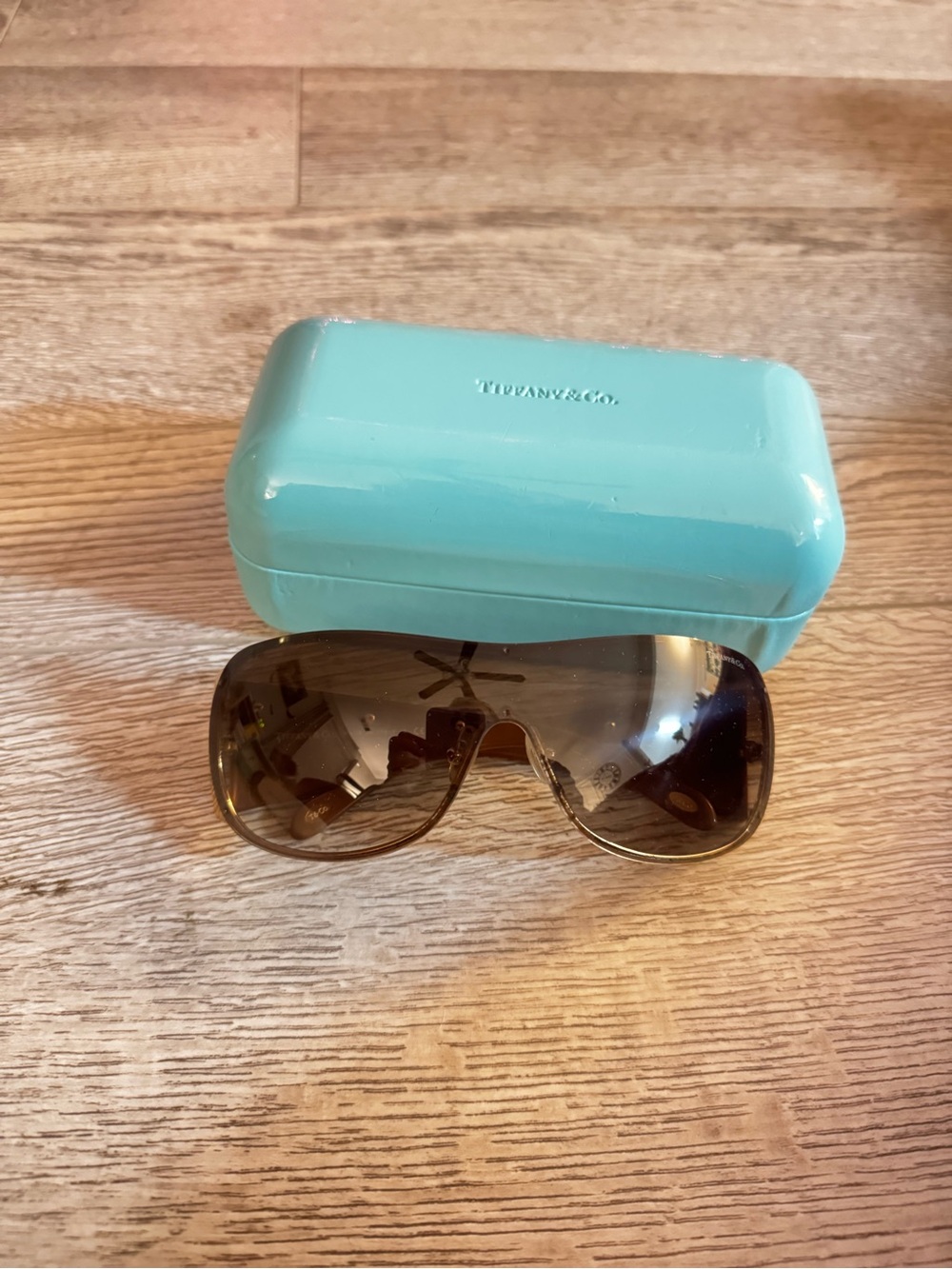 Tiffany & Co. Vintage Brown Sunglasses with Gold Rhinestone Details